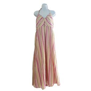 Women's Boho Fit & Flare Striped Halter Maxi Dress
